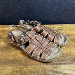 Dr Martens Sandals Shoes Mens 9 Women 10 Brown Leather Fisherman Buckle Strap